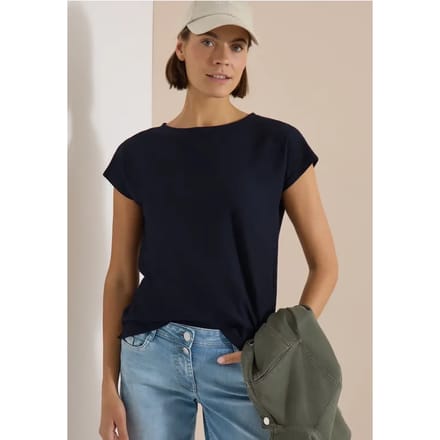 Shirt met boothals en structuur