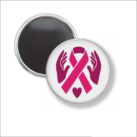 Button Met Magneet 58 MM - Pink Ribbon Met Handen - NIET VOOR KLEDING