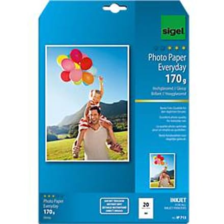 Sigel inkjet fotopapier Everyday plus A4 hoogglanzend 170 grams 20 vel