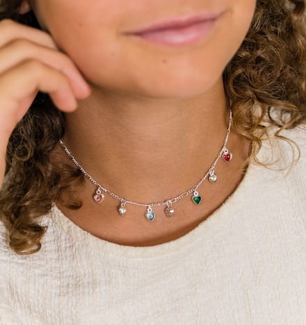 Zilveren Bedelketting met 7 Hartjes