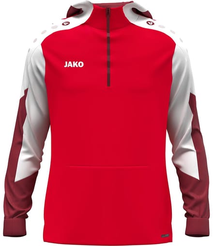 Jako Dynamic Hooded Half Zip Kinderen - Rood / Wit / Donkerrood | Maat: 152