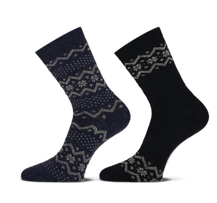 Damessok Teckel Wolmix Dessin 2 P | Blauw | Maat: 36/41