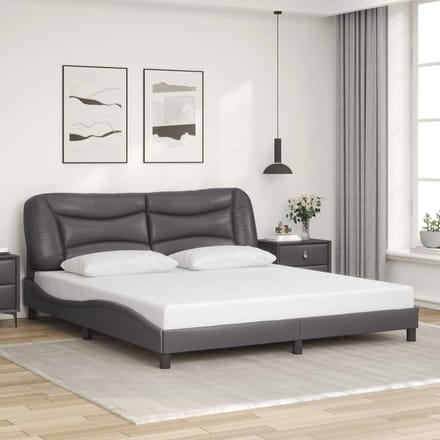 vidaXL - Bedframe - zonder - matras - "Hvar" - kunstleer - grijs - 180x200 - cm