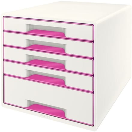 Leitz WOW Schubladenelement 5 Schubladen weiß/rosa