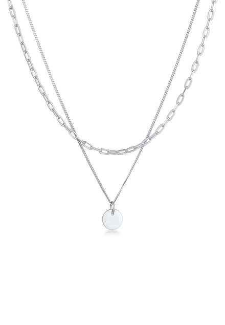 Elli - Halsketting - Dames Plak Hanger Basis laag in 925 Sterling Zilver - Dames