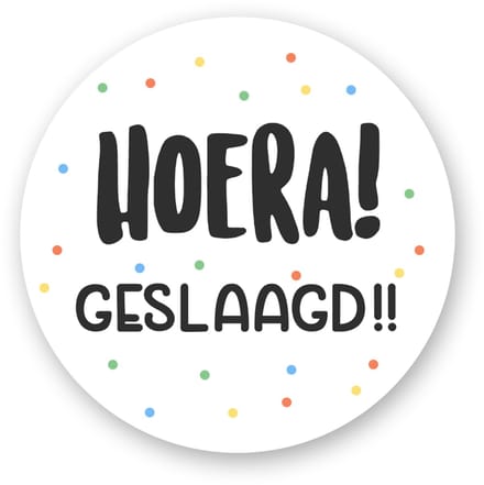 Sluitstickers Hoera Geslaagd! – 10 stuks – Ø 4 cm