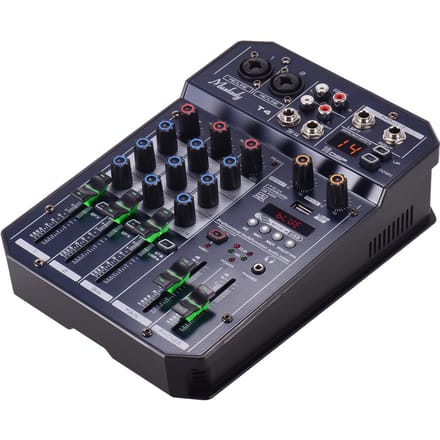 T4 Draagbare 4-kanaals Geluidskaart Mengpaneel Audio Mixer Ingebouwde 16 US Plug black