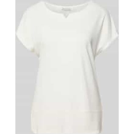 Tom Tailor - T-shirt van gemengde stoffen - Maat S - Whisper White