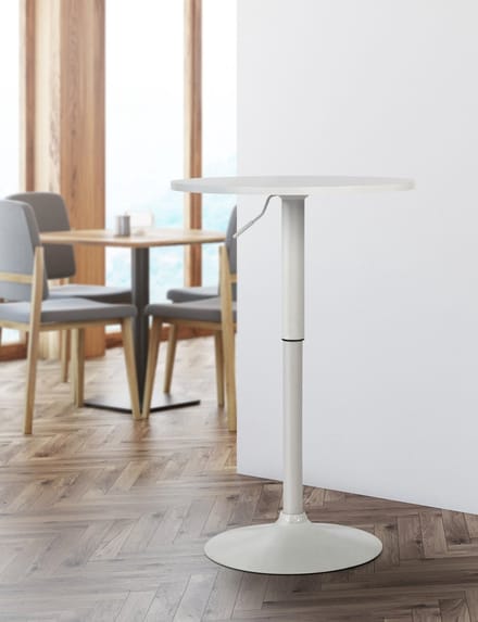 CLP Lamoni Bartafel - in hoogte verstelbare - bar tafel - bistrotafel - wit/wit rond