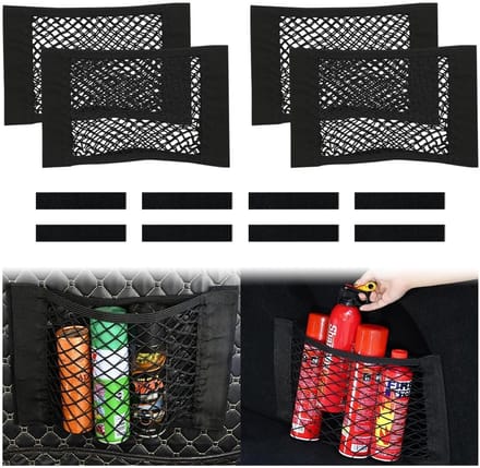 Dailygoods- Kofferbaknet 4 Stuks - Universele Auto Organizer - Elastisch Opbergnet - Beschermnet met Klittenbandsluiting - 40 x 25 cm - Voertuigorganizer