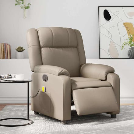 vidaXL - Massagestoel - verstelbaar - elektrisch - kunstleer - cappuccinokleurig