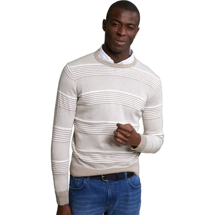 River Woods Custom Fit Cotton Striped Crew Neck Pullover Old Wood Mix Taglia: M | Maglioni a maglia Outlet | Uomo