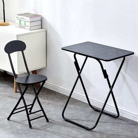 Ceruzo Kinder Klaptafel met Stoel – Zwart – Opvouwbaar – MDF - Metaal