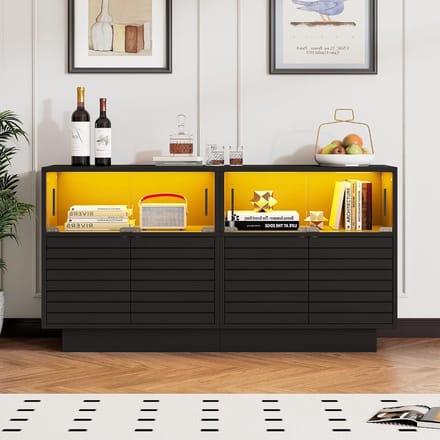 Dressoir met LED Verlichting 130 - 130x35x68 cm - Zwart - Medahomestore