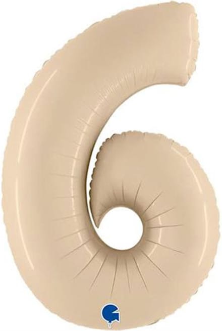 Folieballon Cijfer 6 Satin Cream - 100 cm