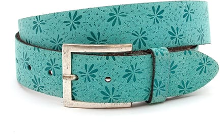 Dames riem turquoise - 4 cm breed - Leer - Jeans riem - Casual - Maat 95