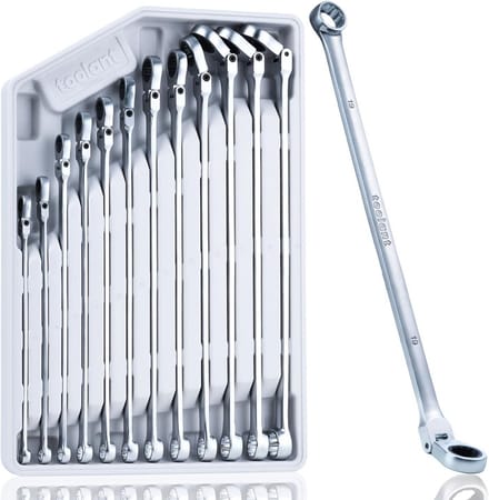 Set Extralange Ratelsleutels Flexibel en Vast - Metrisch 8-19 mm - 12 Delig