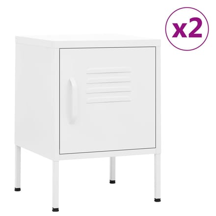 vidaXL - Nachtkastjes - 2 - st - 35x35x51 - cm - staal - wit