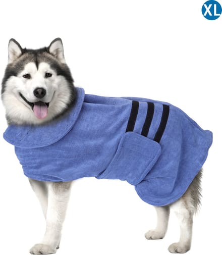 Nobleza Hondenbadjas - Honden badjas - Ruglengte 75 cm - XL - Blauw