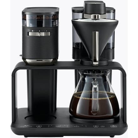 Melitta EPOS Filterkoffiezetapparaat | 400650821941.4 | Zwart/Zilver met Geïntegreerde Molen en 360° Roterende Wateruitloop voor Perfecte Extractie