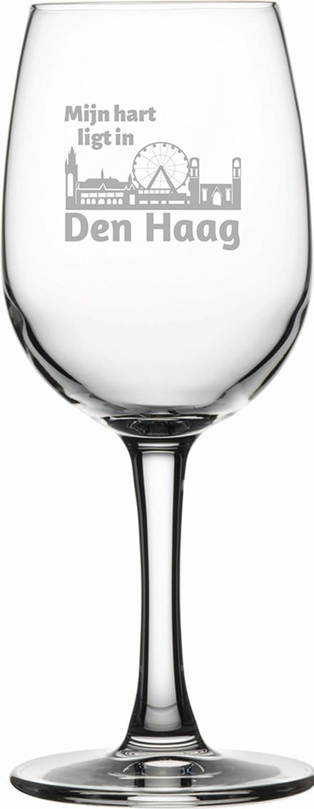 Gegraveerde witte wijnglas 26cl Den Haag