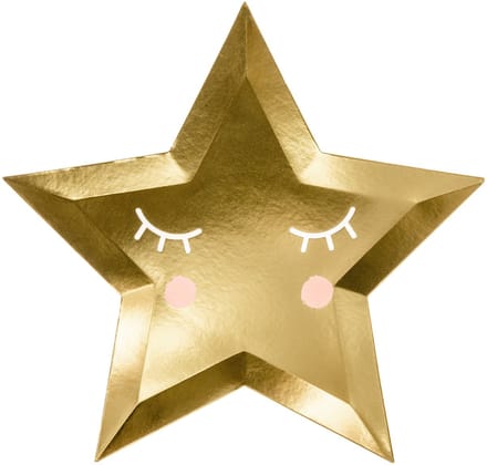 PARTYDECO - 6 gouden ster kartonnen decoraties met ogen 27 cm