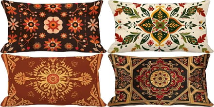 Set van 4 Oranje Geometrische Sierkussenslopen 60x80 cm Waterdicht