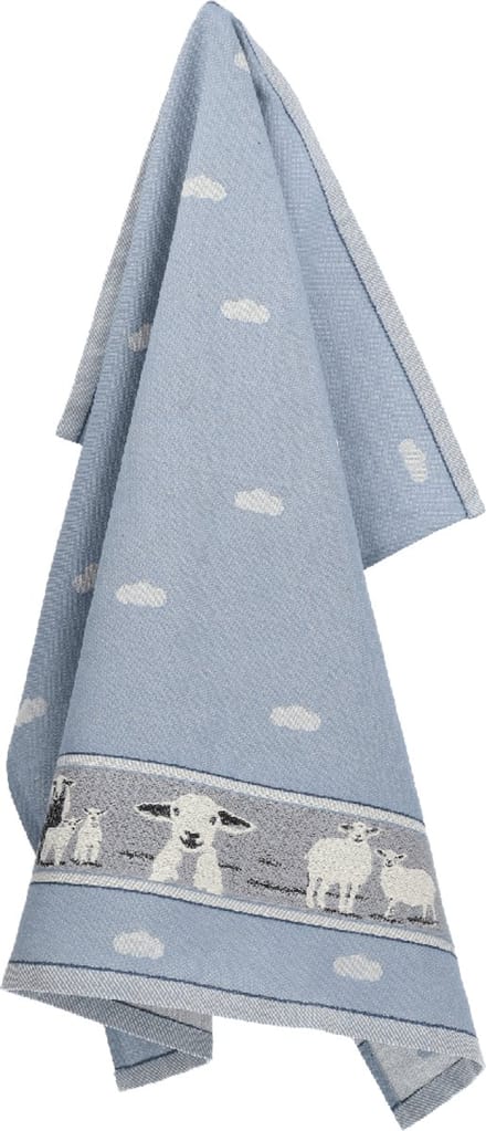 Bunzlau Castle Theedoek Sheep – Grey Blue, 100% Biokatoen