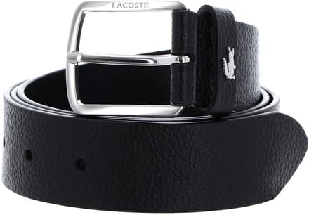 LACOSTE Leren riem Elegance Grained Leather Belt W130 Noir zwart