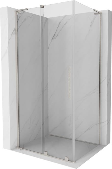 Mexen Velar L schuifbare douchecabine 100 x 80 , transparant, geborsteld nikkel - 871-100-080-03-97