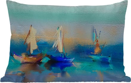 Buitenkussens - Tuin - Schilderij - Olieverf - Boot - Abstract - 50x30 cm