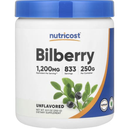 Nutricost, Blauwebessenpoeder, Ongezoet, 252 g (250 gram)