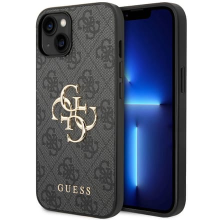 Guess 4G Metal Logo Back Case - Geschikt voor Apple iPhone 15 (6.1") - Grijs
