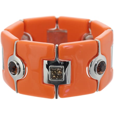 Behave – Armband dames elastisch – oranje retro glamour – 3,5 cm breed