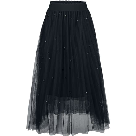 Banned Retro Midirok - Sophia Stud Net Skirt - S-M tot M-L - voor Vrouwen - zwart