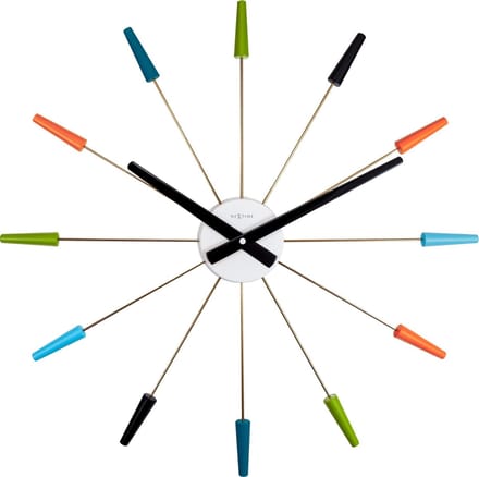 NeXtime Plug Inn – Stille Wandklok – 58 cm – Metaal – Multicolor – Design