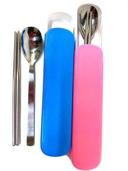 Reisbestek - Meeneembestek - Lepel En Eetstokjes - RVS - 2 Set 4 Delig