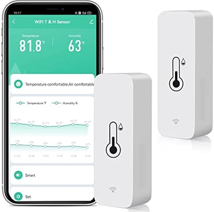 Set van 2 Draadloze Temperatuur- en Vochtigheidssensoren met App-melding en Gegevensopslag