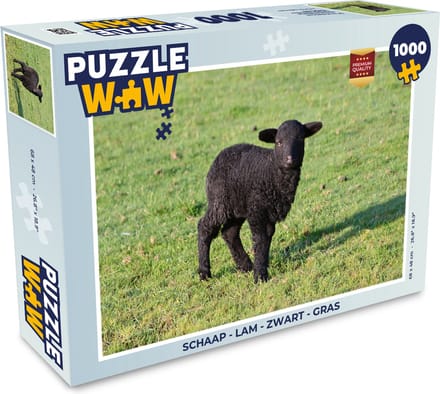 Puzzel Schaap - Lam - Zwart - Gras - Legpuzzel - Puzzel 1000 stukjes volwassenen