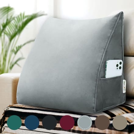Rugkussen Bed - Hoofdeinde Kussen - Comfortabel Lezen - Afneembare Hoes - 45cm - Grijs
