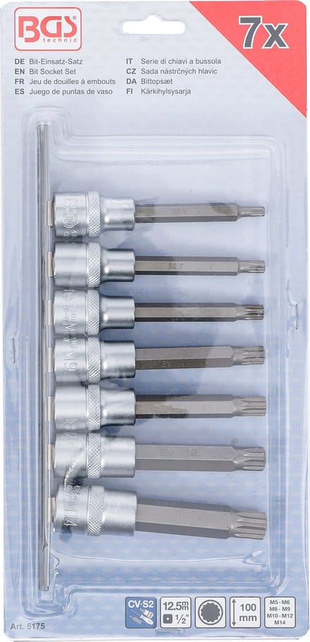 BGS Dopsleutelbitset 1/2 veeltand (voor XZN) M5 - M14 7 delig