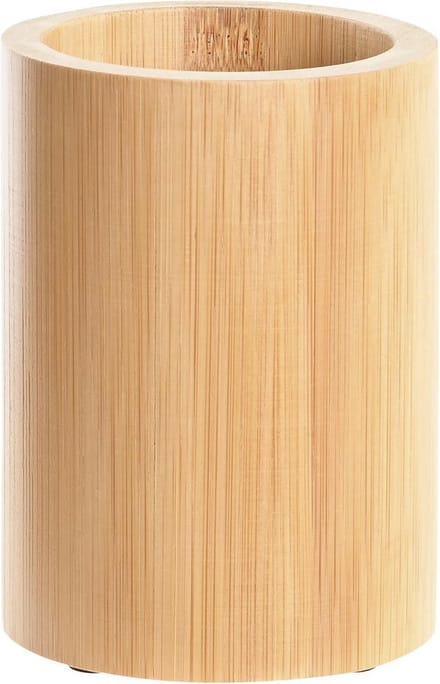 Items - Badkamer tandenborstel houder/beker - bamboe - hout - 8 x 11 cm