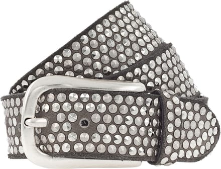 b.belt Leren riem Zoe Silver Stud Belt W85 Taupe