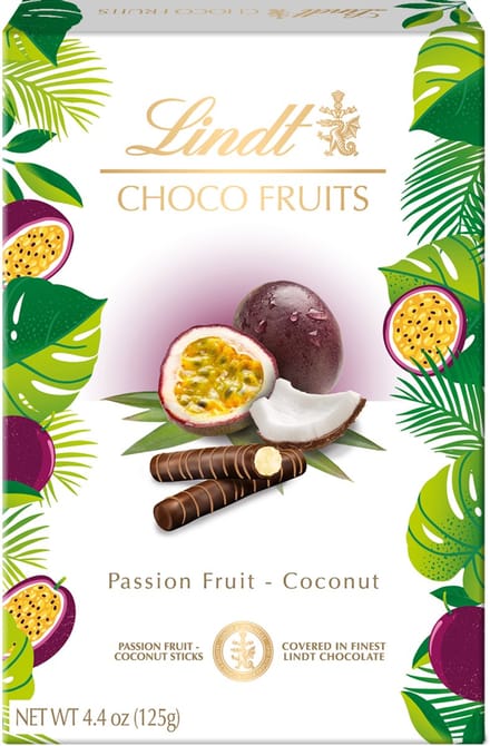 Lindt CHOCO FRUITS Passievrucht Kokos Sticks 125 gram