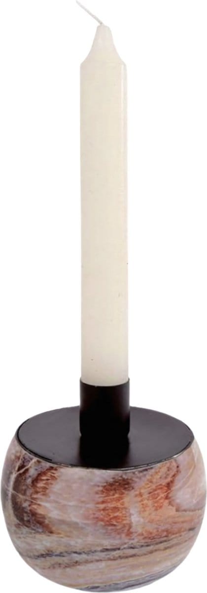 Kaarsenhouder/Kandelaar Marmer Bruin Zwart 9.5 cm