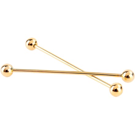 2 Stuks Heren Goudkleurige Tone Staal Kraag Speld Stud Barbell Bar Clip Sluiting Broche 6CM beige
