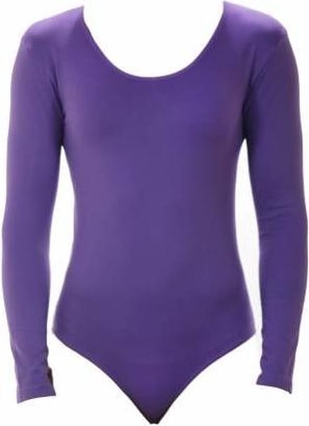 J&C body lange mouw microfiber 6889 - Bodysuit dames - Ronde hals - Paars / S/M