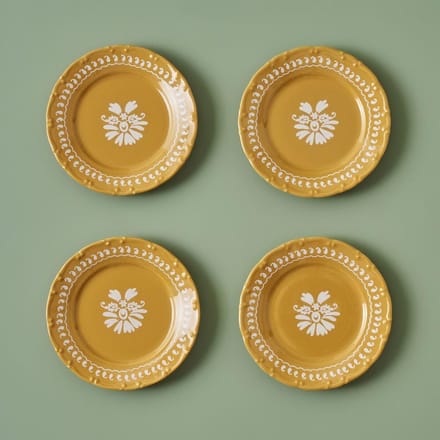 Indian 4-delig Gebakbord Set - Mosterdgeel - Premium Kwaliteit