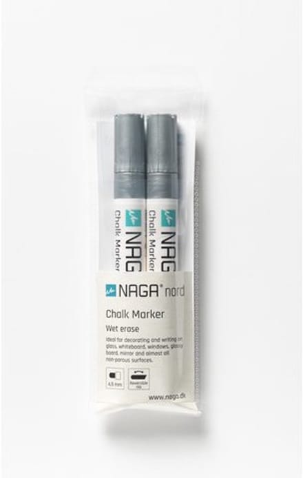 NAGA  Marker Krijt 4,5mm 2 per pak Zilver