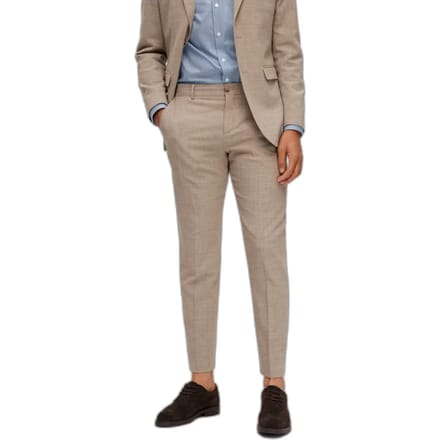 slim fit pantalon met mix van wol en linnen model 'OASIS'